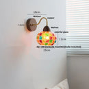 Helnys Tiffany Style LED Wall Sconce Pull Chain Switch Colorful Glass Stair Light