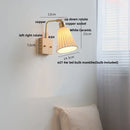 Helnys Nordic LED Wall Lights Pull Chain Switch Bedside Lamp - Rotatable Glass Copper Fixtures