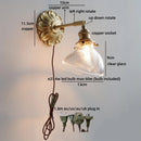 Helnys Glass Brass LED Wall Light with Clear Flower Shade