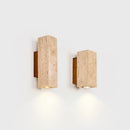 Helnys Square LED Wall Lamp Stone Wood Sconce for Home Decor Mirrors