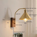Helnys Nordic Copper LED Wall Lights Fixtures Switch Walnut Wall Lamp