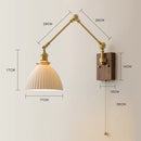 Helnys Copper Swing Arm LED Wall Light with Pull Chain Switch and Walnut Canopy