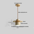 Helnys LED Pendant Lamp Wood Base Yellow Travertine Adjustable Hanging Lights