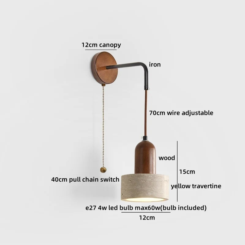 Helnys Yellow Stone LED Wall Light Sconce Modern Nordic Bedside Lamp