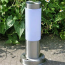 Helnys Stainless Steel Outdoor Lawn Light, White Shade Garden Pathway Lighting