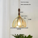 Helnys Nordic LED Pendant Lamp Walnut Tiffany Glass Copper Hanging Light