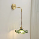 Helnys Amber Glass LED Wall Sconce for Living Room, Bedroom, Bar - Copper Wall Lamp