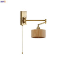 Helnys Wooden Wall Lamp Sconce with Pull Chain Switch for Bedroom and Bathroom