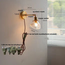 Helnys Vintage Brass Clear Glass Wall Lights Rotate Bedside Lamp