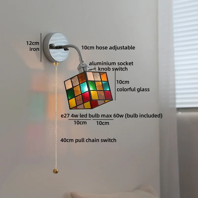 Helnys Square Glass LED Wall Light with Socket Switch - Interior Lighting for Home