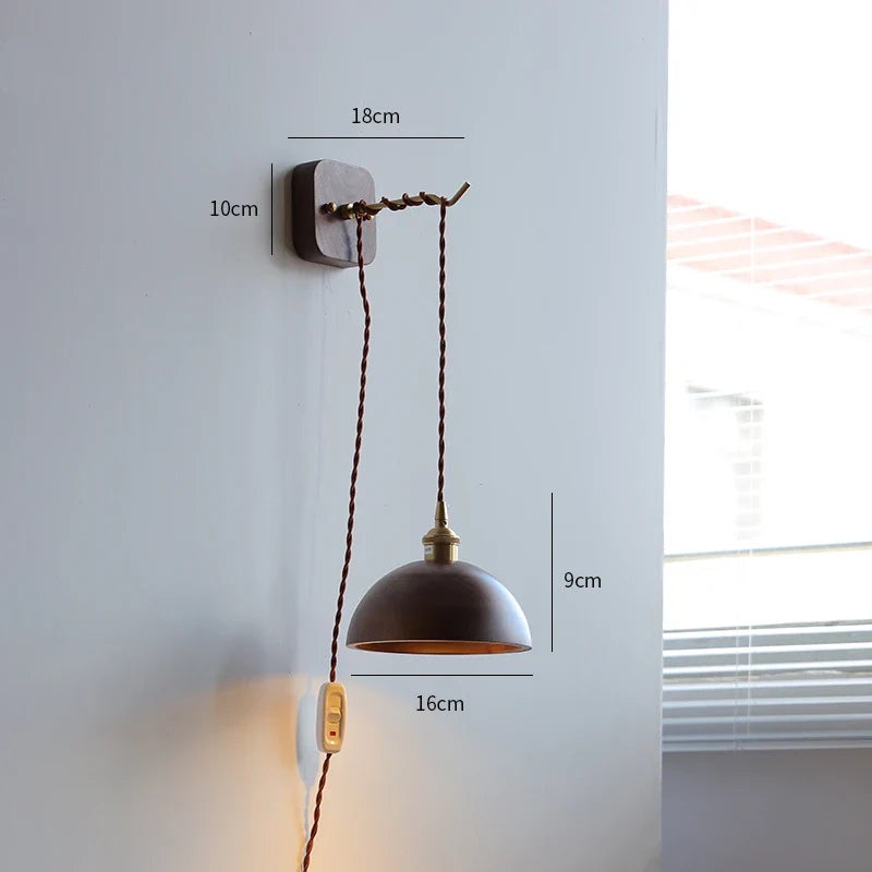 Helnys Walnut Wood LED Wall Light Fixture Indoor Living Bedroom Lamp