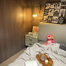 Helnys Cube Glass LED Wall Lamp Sconce with Pull Chain Switch Rotation Wood Arms