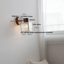 Helnys Clear Glass LED Wall Light Fixture Nordic Modern Walnut Wood Bedside Lamp