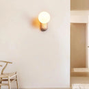 Helnys Wabi Sabi LED Wall Sconce Yellow Travertine Stone Glass Ball Decoration Lamp