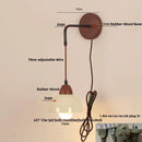 Helnys Adjustable LED Wall Light Fixture Ceramic Wood Base Bedside Lamp