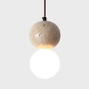 Helnys Glass Ball LED Pendant Lamp, Yellow Travertine Industrial Vintage Hanging Luminaria
