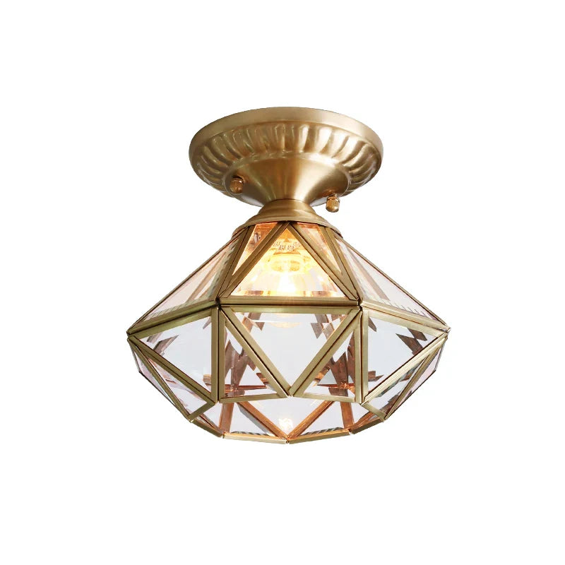 Helnys American Copper Vintage Ceiling Lights Glass LED Lamps