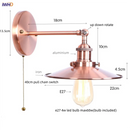 Helnys Loft LED Wall Lamp With Gold Pull Chain Switch - Industrial Vintage Design