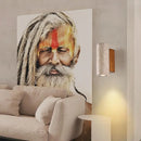 Helnys LED Wall Lamp Sconce Yellow Travertine Stone Wood Base Stair Light