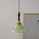 Helnys Walnut Wood LED Pendant Lamp Cyan Glass Nordic Modern Hanging Light