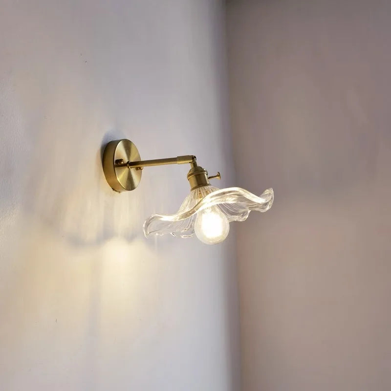 Helnys Green Glass Copper LED Wall Sconce with Pull Chain - Nordic Modern Wandlamp