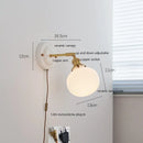 Helnys White Glass LED Wall Lights with Copper Arm Socket for Bedroom & Living Room