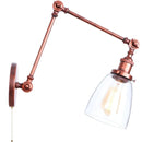 Helnys Adjustable Glass Wall Sconce Pull Chain Switch Industrial Rustic LED Fixture