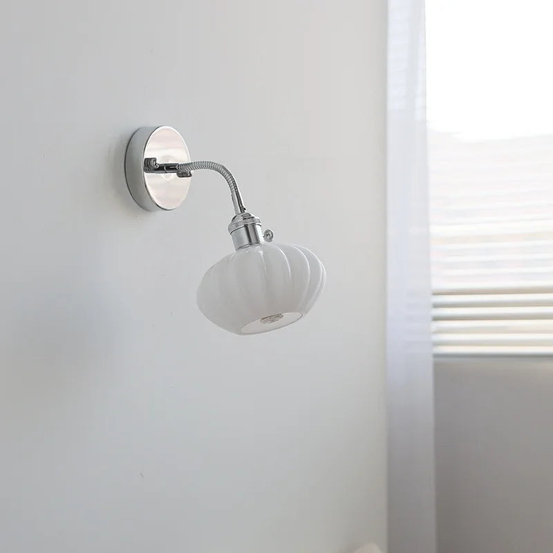 Helnys Nordic LED Wall Sconce, White Glass Lampshade, Bathroom Mirror Stair Light