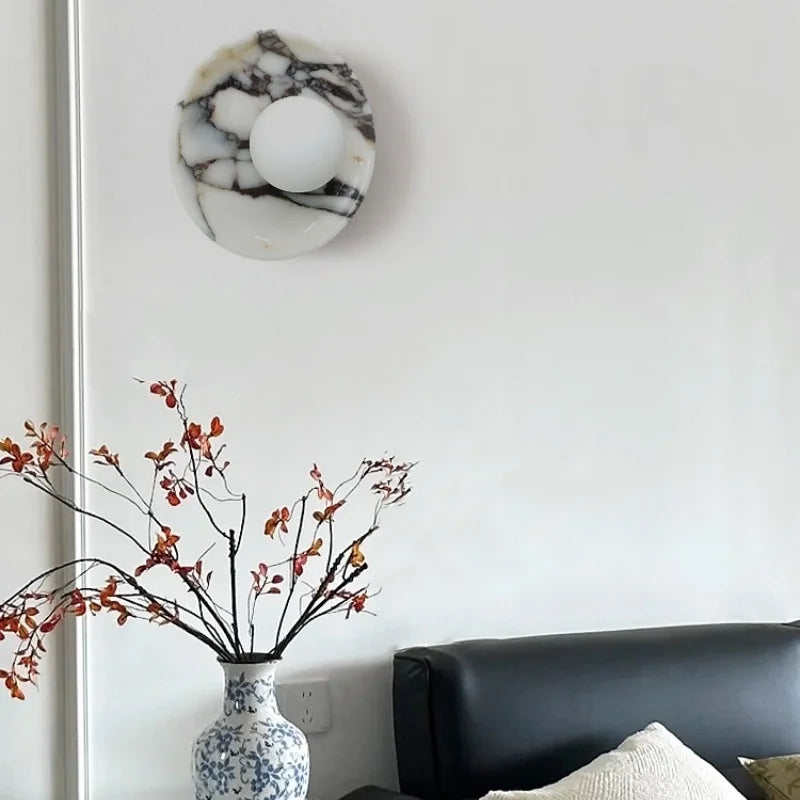 Helnys Round Stone LED Wall Lamp Sconce Shower White Ball G9 Bulb
