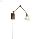 Helnys Brass LED Wall Light with Swing Arms & Pull Chain Switch