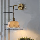 Helnys LED Ceramic Brass Wall Light Fixture Pull Chain Switch Bedside Lamp