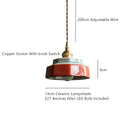 Helnys Vintage Ceramic Copper Pendant Light - Handpainted LED Pendant Lamp
