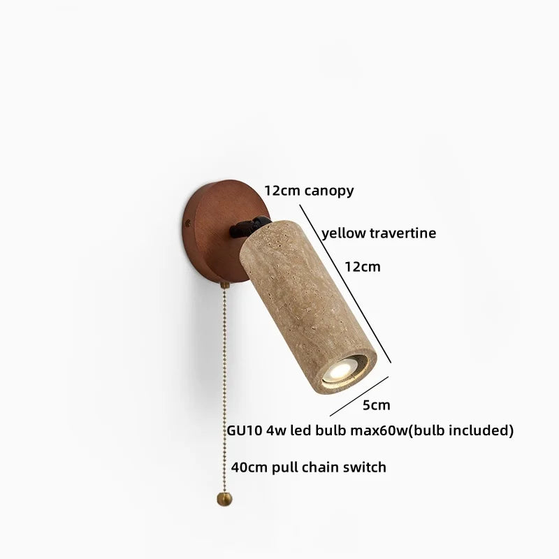 Helnys Stone Wood LED Wall Sconce, Rotatable Up Down Interior Stair Light