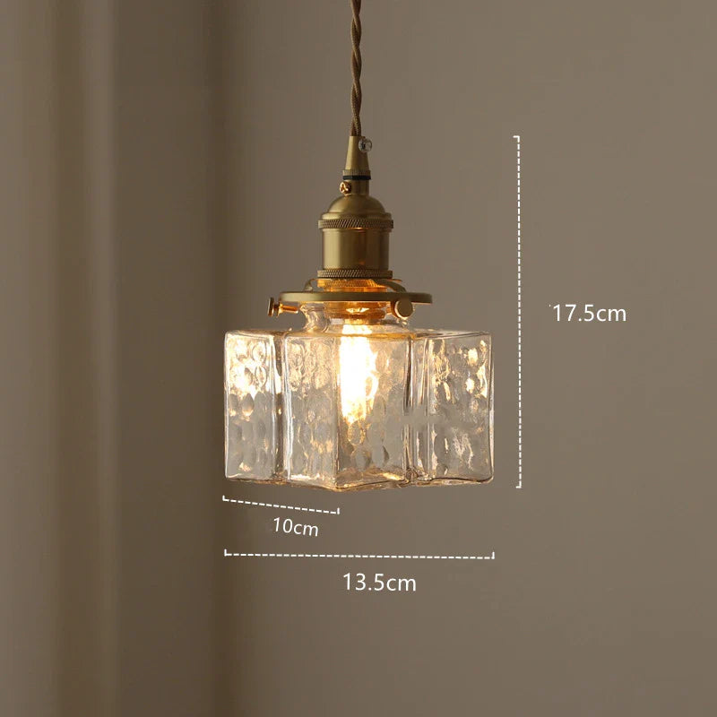 Helnys Nordic Green Glass LED Pendant Light - Modern Indoor Copper Switch Lamp