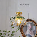 Helnys Flower Glass Copper Hanging Lamp: Nordic Modern LED Pendant Light