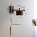 Helnys LED Wall Sconce Lamp Walnut Ash Wood with Pull Chain Switch