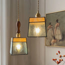 Helnys Vintage Flower LED Pendant Light Japan Style Walnut Wood Glass Hanging Lamp