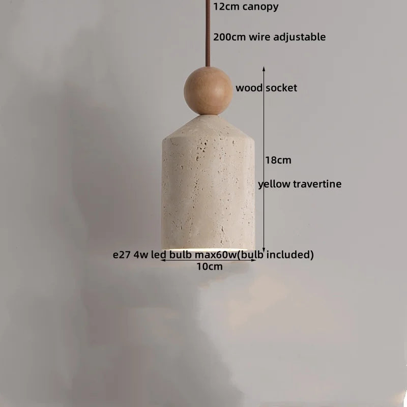 Helnys Yellow Travertine LED Pendant Lights - Nordic Modern Handing Lamp for Home