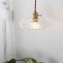 Helnys Clear Glass LED Pendant Lamp with Adjustable Wire and Copper Knob Switch