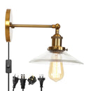 Helnys Vintage Industrial LED Wall Lamp Clear Glass Gold Bedside Light