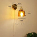 Helnys Green Glass Copper LED Wall Sconce with Pull Chain - Nordic Modern Wandlamp