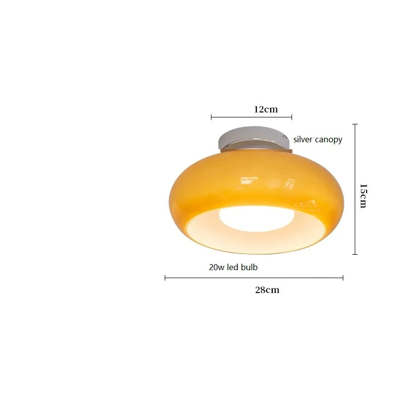 Helnys Yellow Glass LED Pendant Lights 40W Copper Nordic Modern Hanging Lamparas