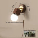 Helnys Wood LED Wall Light with Pull Chain Switch, Modern Copper Vanity Lamp