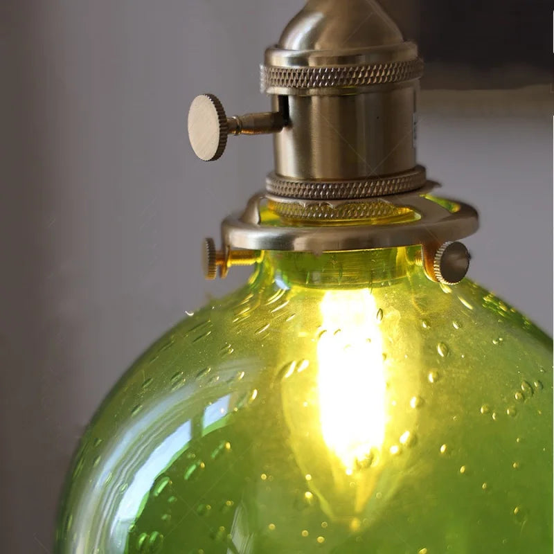 Helnys Bubble Glass Ball LED Pendant Lamp with Copper Knob Switch