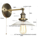 Helnys Vintage Industrial LED Wall Lamp Clear Glass Gold Bedside Light