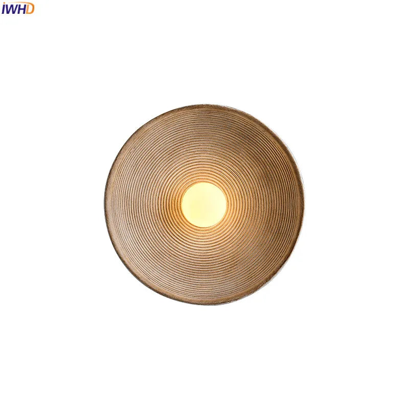 Helnys LED Round Wall Lamp Sconce Japanese Style Indoor Decor Light
