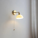 Helnys Modern Glass Wall Sconce with Pull Chain Switch - Nordic Style