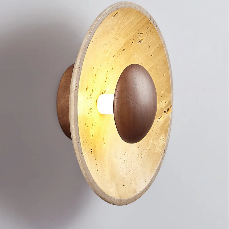 Helnys Retro Loft LED Wall Lamp Sconce Yellow Travertine Stone Stair Light Fixtures