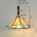 Helnys Tiffany Glass Pendant Lights Vintage Walnut Wood LED Hanging Lamp