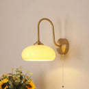 Helnys Glass LED Wall Sconce with Pull Chain Switch, Copper Nordic Bathroom Light